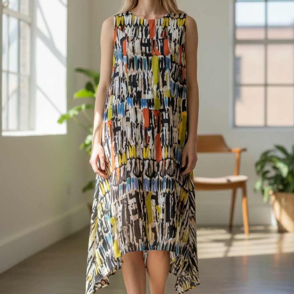 Roman Women's Size 18W Crinkle Dress Shark Tail Multi Colors
